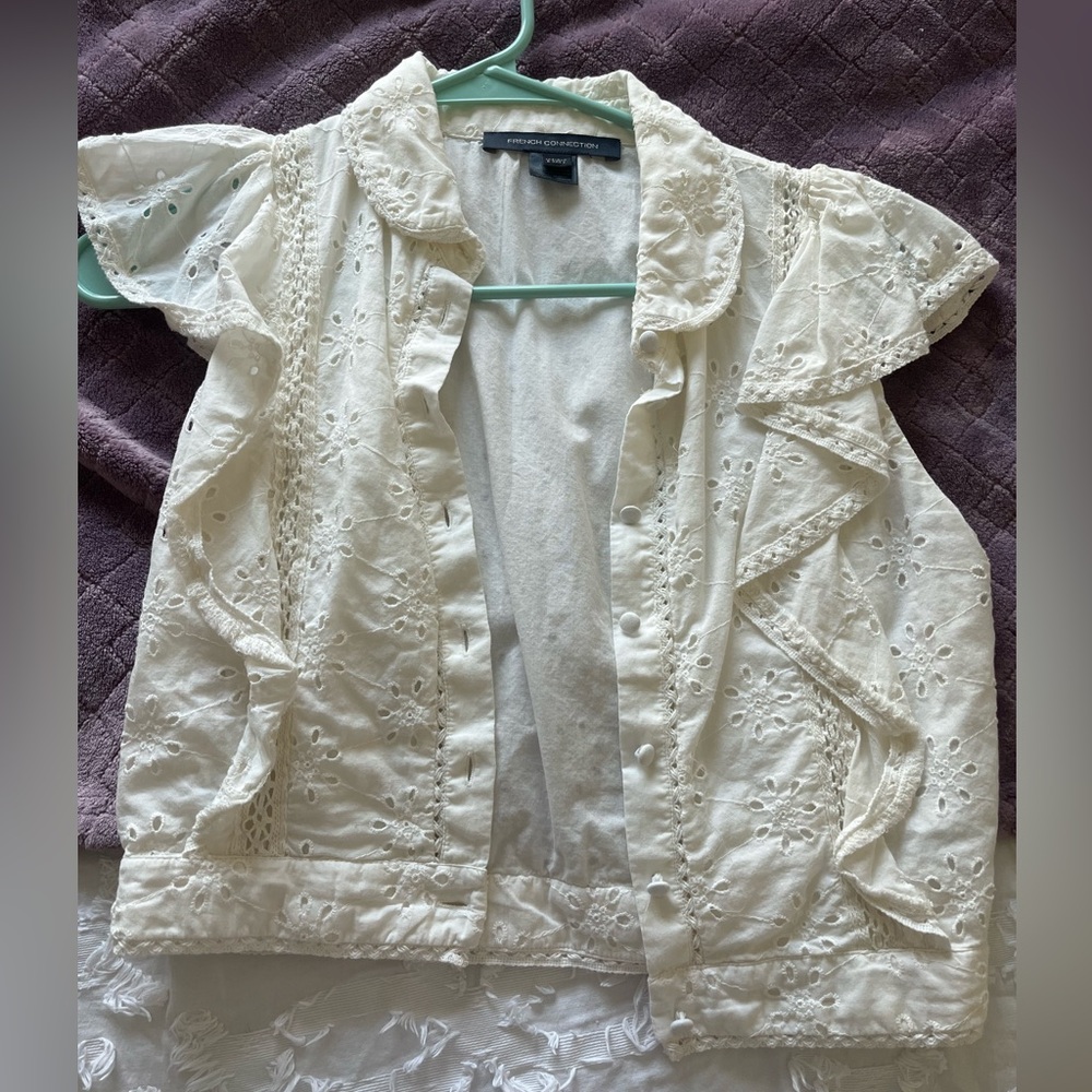 french connection button up tank top